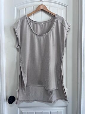Free People Neutral Taupe High-Low Sleeveless Top Size Medium